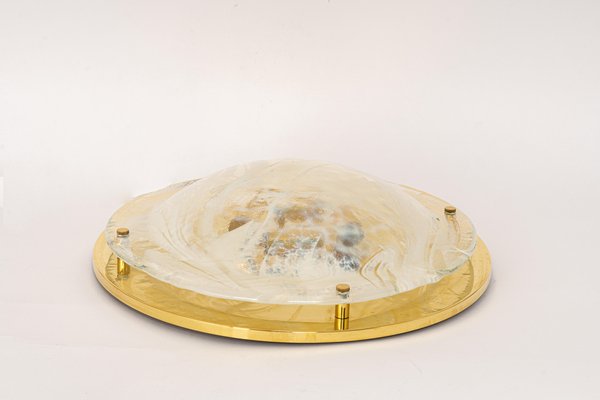 Large Brass Flush Mount Murano by Hillebrand, Germany, 1970s-UGR-1086331