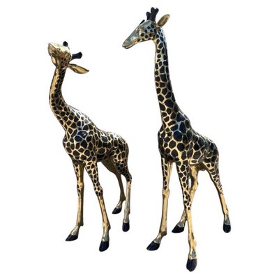 Large Brass Giraffe Figurines, 1990s, Set of 2-MBH-1731273