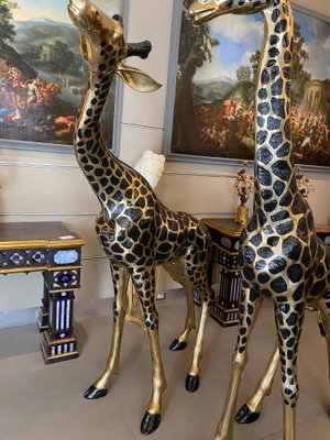 Large Brass Giraffe Figurines, 1990s, Set of 2-MBH-1731273