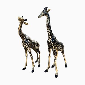 Large Brass Giraffe Figurines, 1990s, Set of 2-MBH-1731273