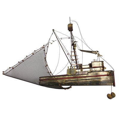 Large Brass Maria Fishing Boat by Curtis Jeré-RY-843397