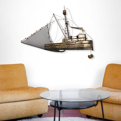 Large Brass Maria Fishing Boat by Curtis Jeré-RY-843397