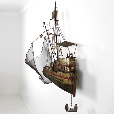 Large Brass Maria Fishing Boat by Curtis Jeré-RY-843397