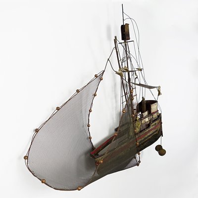 Large Brass Maria Fishing Boat by Curtis Jeré-RY-843397