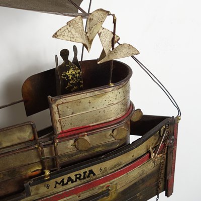 Large Brass Maria Fishing Boat by Curtis Jeré-RY-843397