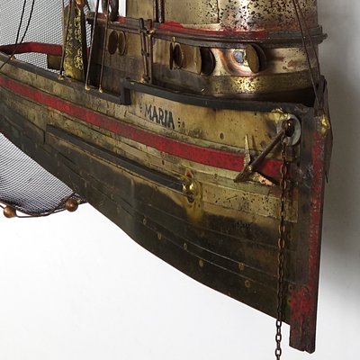 Large Brass Maria Fishing Boat by Curtis Jeré-RY-843397