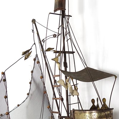 Large Brass Maria Fishing Boat by Curtis Jeré-RY-843397