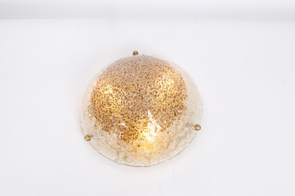 Large Brass & Murano Glass Flush Mount attributed to Hillebrand, Germany, 1970s-UGR-1776499