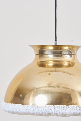 Large Brass Pendant Lamp with Fabric, 1970s-VLZ-631867