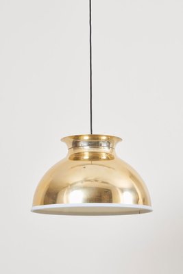 Large Brass Pendant Lamp with Fabric, 1970s-VLZ-631867