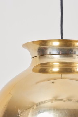 Large Brass Pendant Lamp with Fabric, 1970s-VLZ-631867