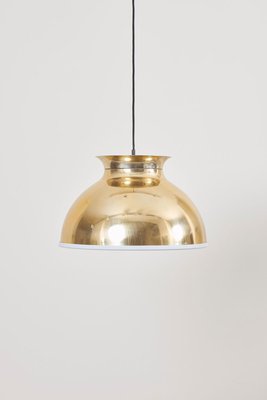 Large Brass Pendant Lamp with Fabric, 1970s-VLZ-631867