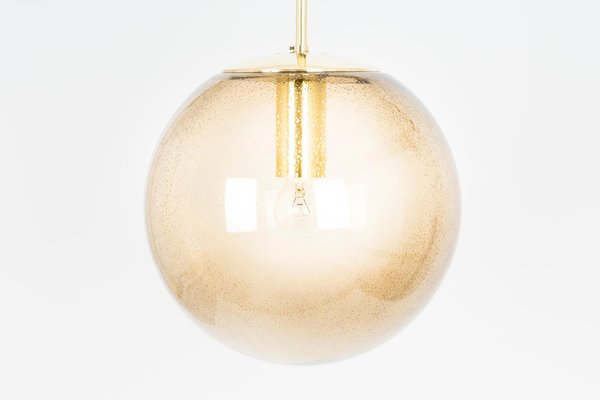 Large Brass with Smoked Glass Ball Pendant from Limburg, Germany, 1970s-UGR-1085284