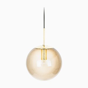 Large Brass with Smoked Glass Ball Pendant from Limburg, Germany, 1970s-UGR-1085284