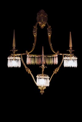 Large Bronze and Crystal Tassel Chandelier from Baccarat, Set of 3-LA-1113320