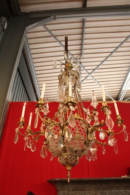 Large Bronze & Crystal 10-Light Chandelier, 19th Century-KMQ-868927