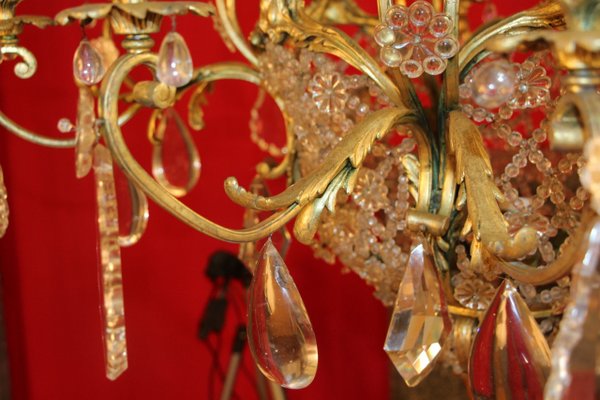 Large Bronze & Crystal 10-Light Chandelier, 19th Century-KMQ-868927