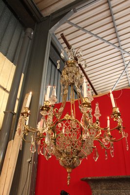 Large Bronze & Crystal 10-Light Chandelier, 19th Century-KMQ-868927