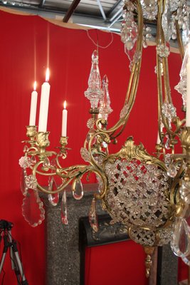 Large Bronze & Crystal 10-Light Chandelier, 19th Century-KMQ-868927