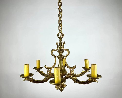 Large Bronze French Chandelier, 1950s-GYX-1357506