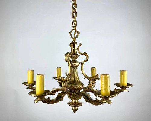 Large Bronze French Chandelier, 1950s-GYX-1357506