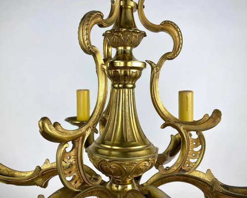 Large Bronze French Chandelier, 1950s-GYX-1357506