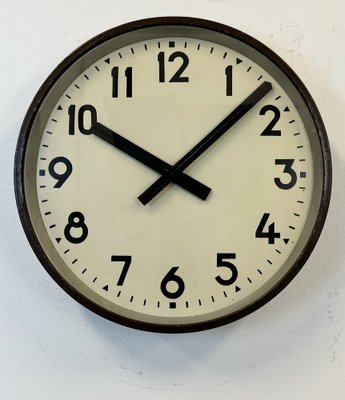 Large Brown Industrial Factory Wall Clock, 1950s-CGF-1757942