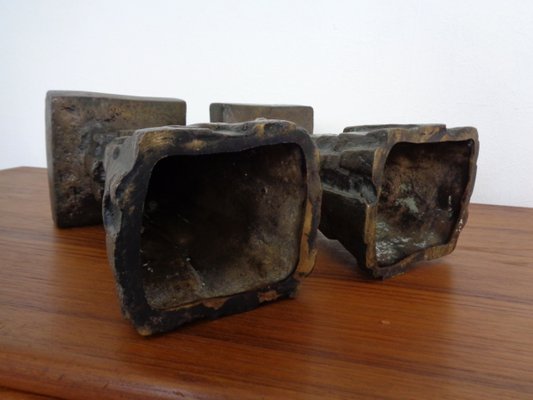 Large Brutalist Bronze Candleholder, 1960s, Set of 2-RDW-1413907