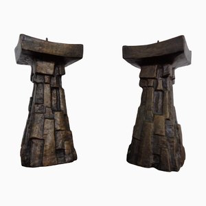 Large Brutalist Bronze Candleholder, 1960s, Set of 2-RDW-1413907