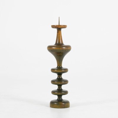 Large Brutalist Candleholder in Wood and Brass attributed to Antonin Hepnar, 1970s-IVW-1453040