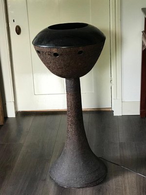 Large Brutalist Ceramic Floor Lamp, Netherlands, 1960s-DVX-1324879