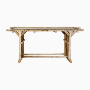 Large Brutalist Console Table with Patina Wood-NYF-2018921