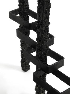 Large Brutalist Floor or Table Wrought Iron Candle Holder-RR-992932