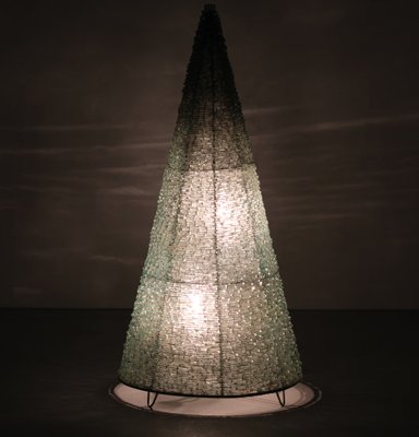 Large Brutalist Glass Cone Floor Lamp-GCG-1123920