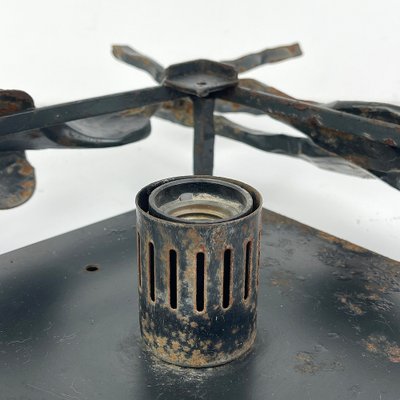 Large Brutalist Iron Wall Lamp, 1960s-WQC-1789358