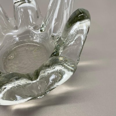 Large Brutalist Lucid Glass Bowl Element Shell Ashtray, France, 1970s-QZ-1815000