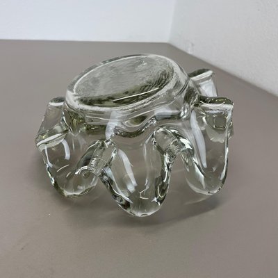 Large Brutalist Lucid Glass Bowl Element Shell Ashtray, France, 1970s-QZ-1815000