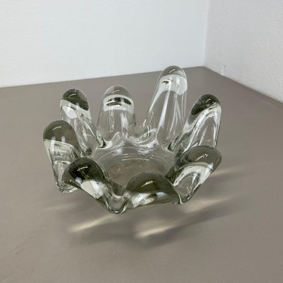 Large Brutalist Lucid Glass Bowl Element Shell Ashtray, France, 1970s-QZ-1815000