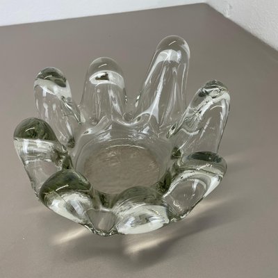 Large Brutalist Lucid Glass Bowl Element Shell Ashtray, France, 1970s-QZ-1815000