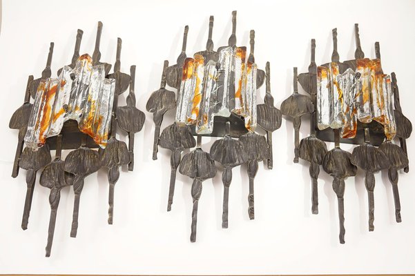 Large Brutalist Wall Lights, Set of 3-KIJ-1822061