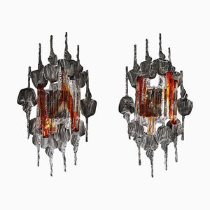 Large Brutalist Wall Sconces by Tom Ahlström & Hans Ehrlich, Sweden, Set of 2-DEK-932543