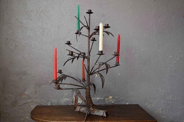 Large Brutalistic Metal Candleholder, 1970s-AIU-1799453