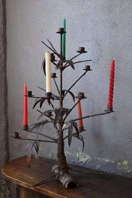 Large Brutalistic Metal Candleholder, 1970s-AIU-1799453