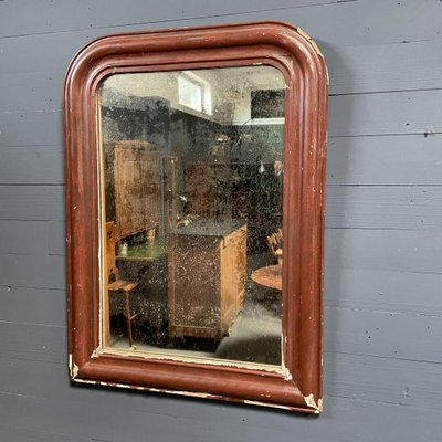 Large Burgundy Red Biedermeier Mirror-NPL-827708