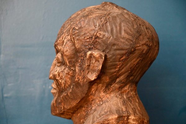 Large Bust of Man, 1960s, Wood-AIU-1794835