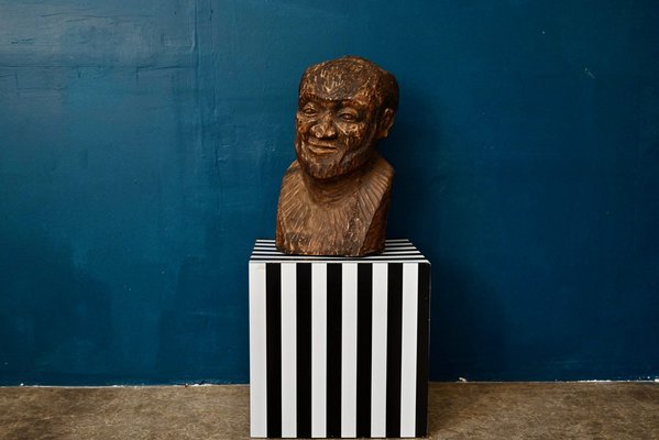 Large Bust of Man, 1960s, Wood-AIU-1794835