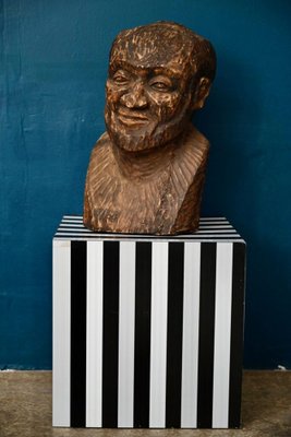 Large Bust of Man, 1960s, Wood-AIU-1794835