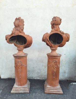 Large Busts of Ceres and Diana, 18th Century, Terracotta, Set of 2-SYQ-1791595