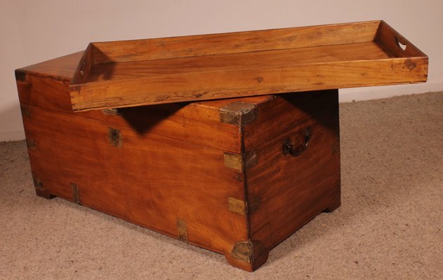 Large Campaign Chest in Camphor Wood, 19th Century-HPU-1765833