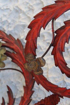 Large Candle Sconce in Hand Forged Metal and Red Lacquer, Italy, 1930s-EH-1150946